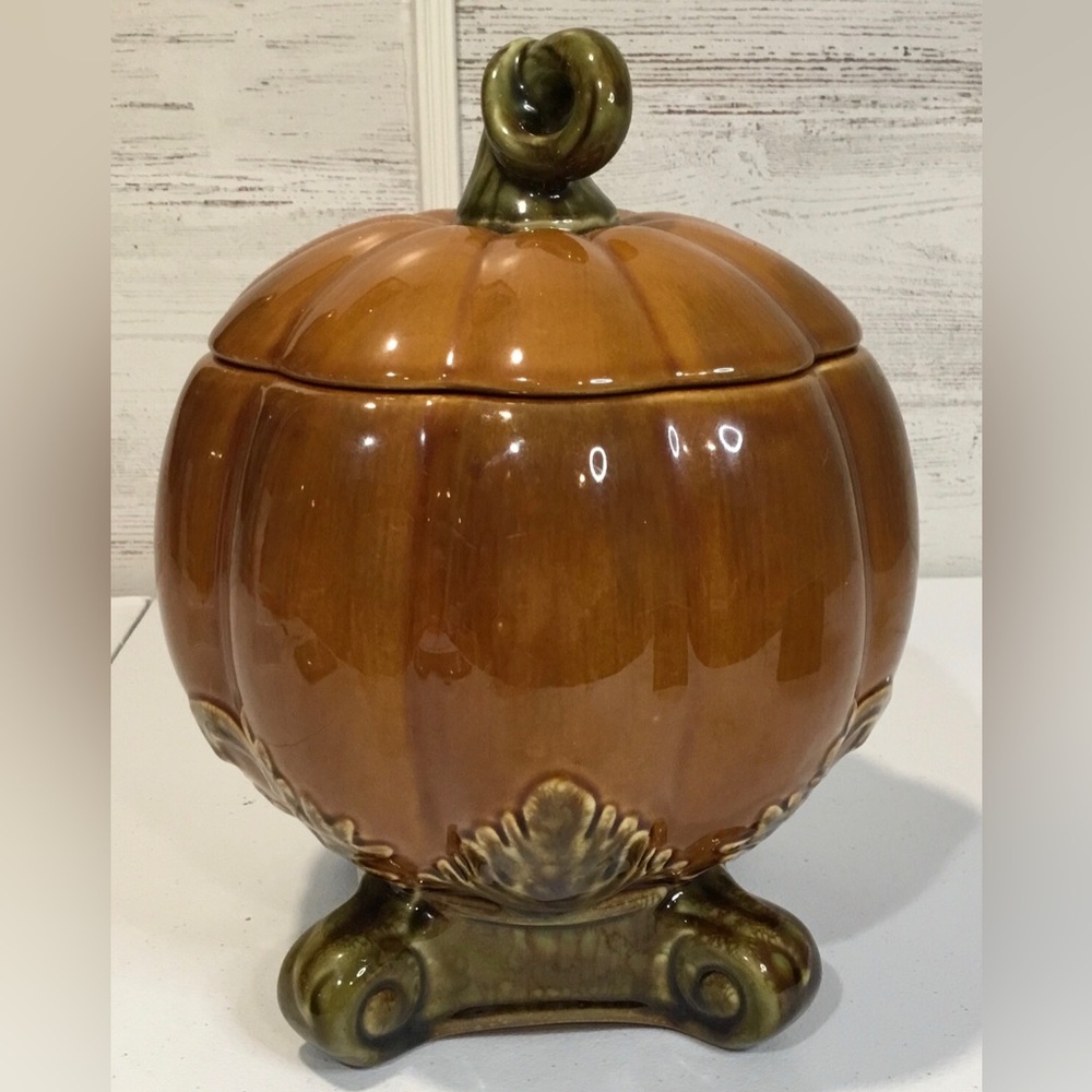 Vintage Home Interiors Pumpkin Cookie Jar Fall Decoration